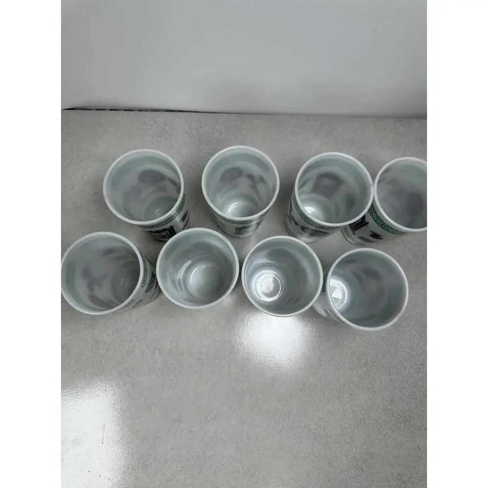 VTG Milk Glass Tumblers Set 8 Kitchen Clock Retro MCM Cottagecore Farmhouse